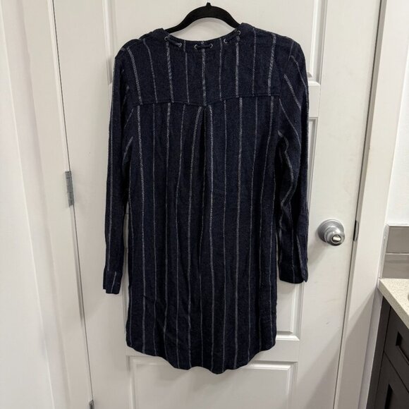 Anthropologie Cloth & Stone Versify Tunic Dress Medium Blue Striped Drawstring - Picture 2 of 3